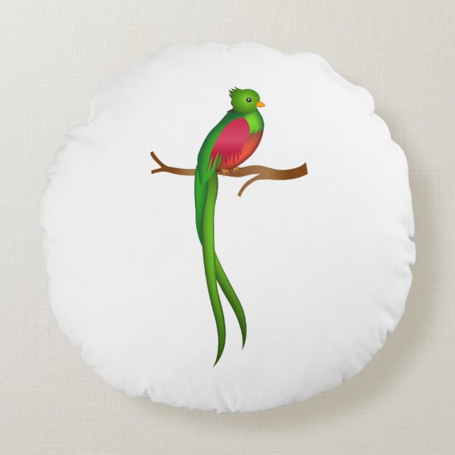 Cute bird Quetzal Round Cushion (Front)