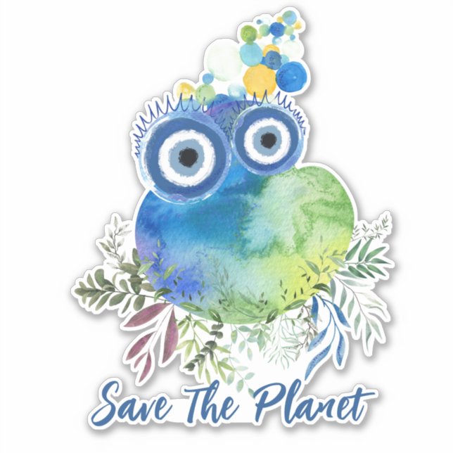 Cute Bird Save the Planet  Sticker (Front)