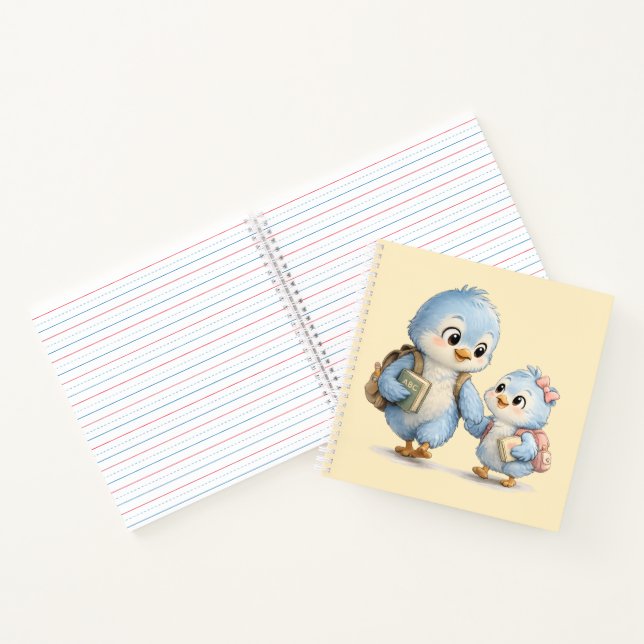Cute Bird Siblings Memory Photo Notebook (Inside)