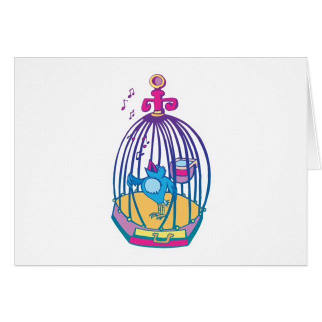 cute bird singing from cage (Front Horizontal)