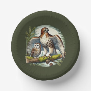 cute bird watching party paper plate