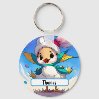 Cute Bird With Customisable Nametag Keychain