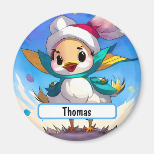 Cute Bird With Customisable Nametag Magnet