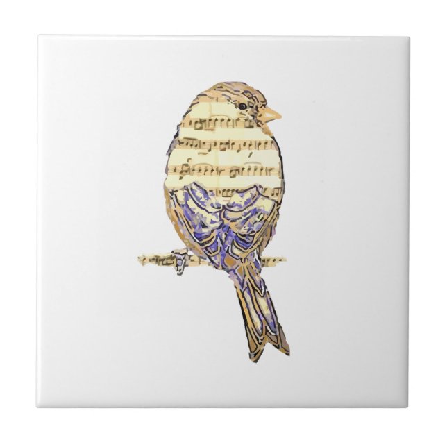 Cute Bird with Music Notes Customise  Ceramic Tile (Front)