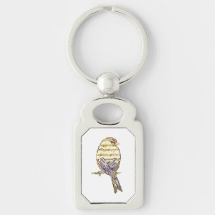 Cute Bird with Music Notes Customise Key Ring