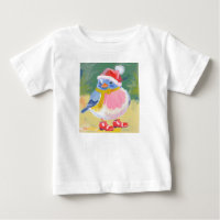 Cute bird with red boots and a santa hat