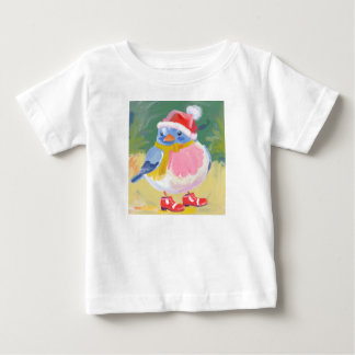 Cute bird with red boots and a santa hat baby T-Shirt