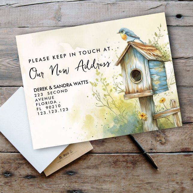 Cute Birdhouse New Address Announcement Postcard (Creator Uploaded)