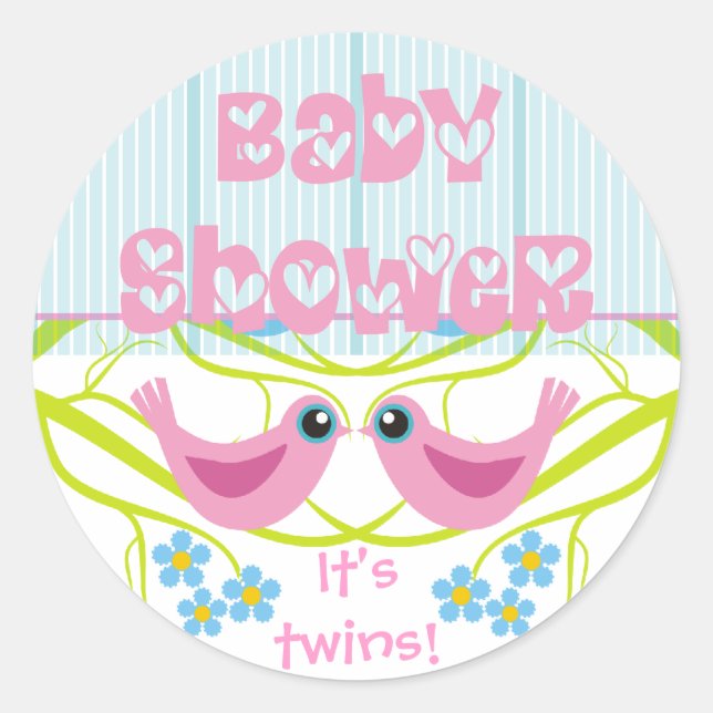 Cute Birdies Baby Shower Envelope Seals Stickers (Front)