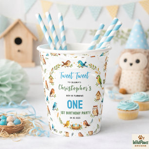 Cute Birds 1st Birthday Party – Fun Kids Paper Cups