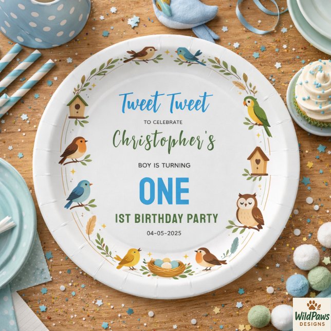 Cute Birds 1st Birthday Party – Fun Kids  Paper Plate (Cute Birds 1st Birthday Party – Fun Kids Paper Plates
)