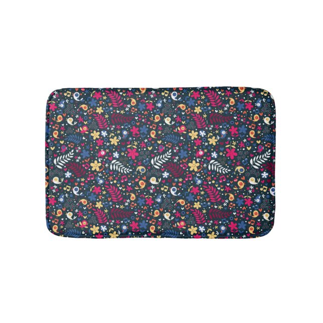 cute birds and flowers pattern bath mat (Front)
