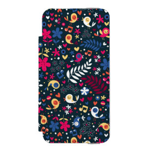 cute birds and flowers pattern incipio watson™ iPhone 5 wallet case