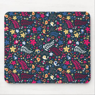 cute birds and flowers pattern mouse pad