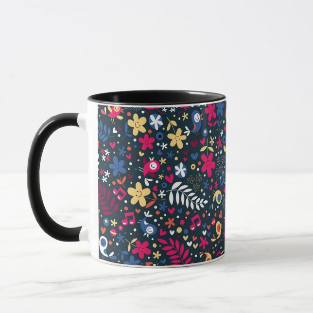 cute birds and flowers pattern mug (Left)