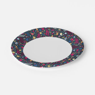 cute birds and flowers pattern paper plate