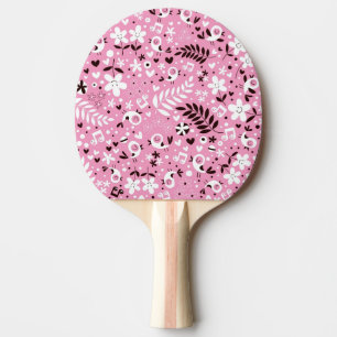 cute birds and flowers pink pattern ping pong paddle