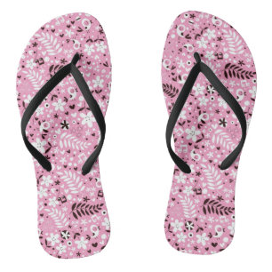 cute birds and flowers pink pattern thongs