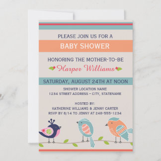 Cute Birds - Baby Shower Invitation