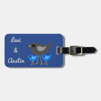 Cute birds family luggage tag