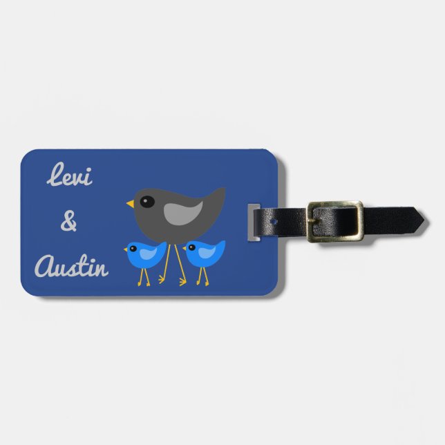 Cute birds family luggage tag (Front Horizontal)