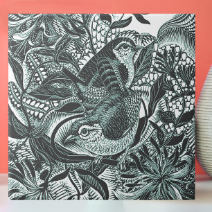 Cute Birds In Forest Vintage Art Ceramic Tile
