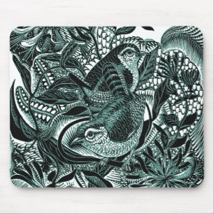 Cute Birds In Forest Vintage Art Mouse Pad