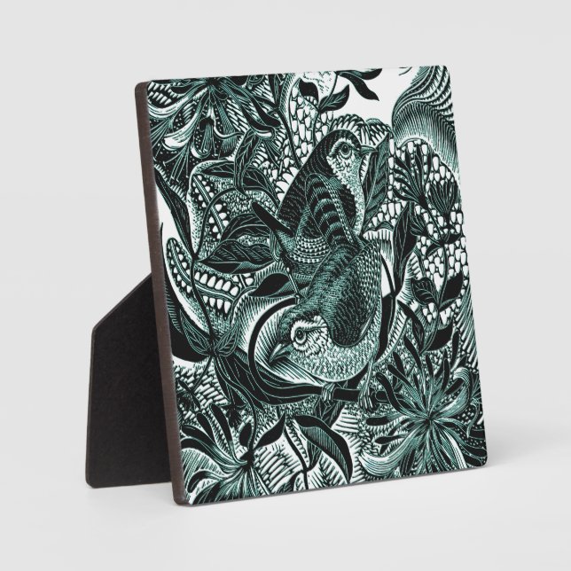 Cute Birds In Forest Vintage Art Plaque (Front)