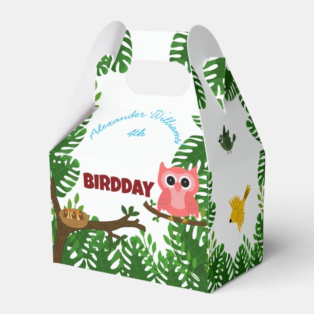 Cute Birds Jungle Bird birthday  Favour Box (Front Side)