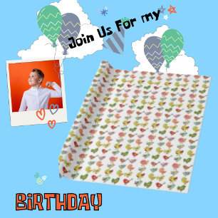 Cute Birds Kid Pattern Branch Environment Wrapping Paper