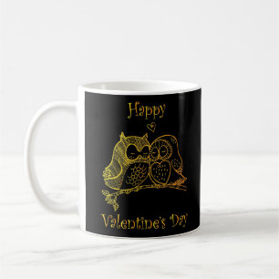Cute Birds Love Couple Owl Romance Line Art No 3/3 Coffee Mug