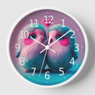 Cute Birds Love Hearts Valentine Inspired Artwork Clock