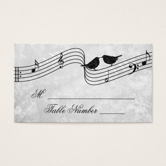 Cute Birds Music Wedding Seating Table Place Cards