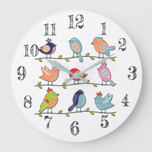 Cute Birds on a wire Wall Clock