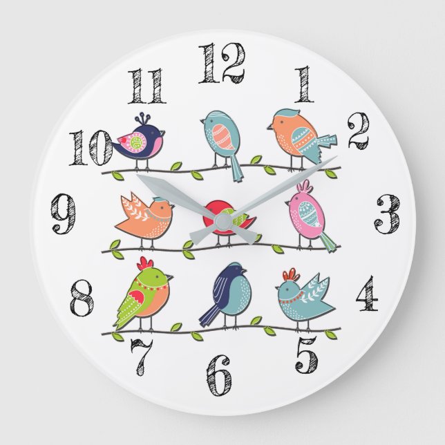Cute Birds on a wire Wall Clock (Front)