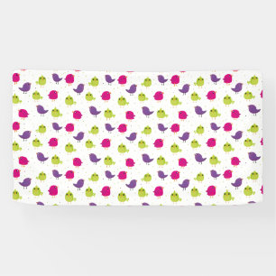 Cute birds pattern banner