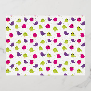 Cute birds pattern foil invitation postcard