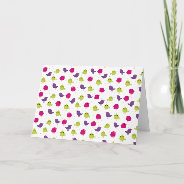 Cute birds pattern invitation (Front)