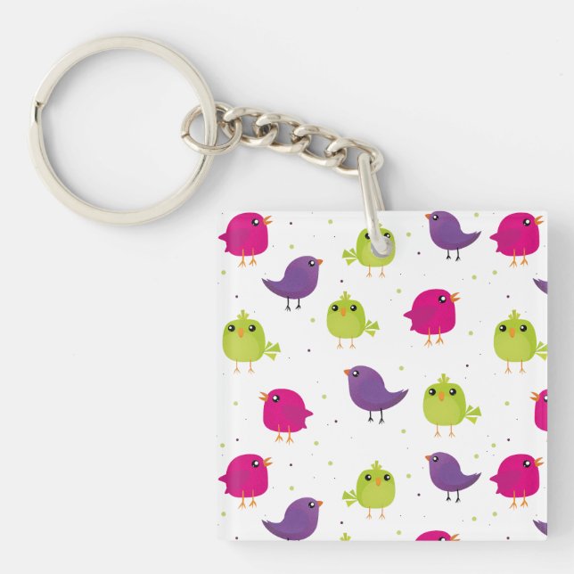 Cute birds pattern key ring (Front)