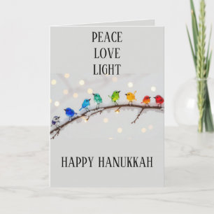 Cute Birds Peace Love Light Hanukkah  Holiday Card