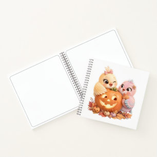 Cute Birds Pumpkin Spooky Season Halloween Notebook