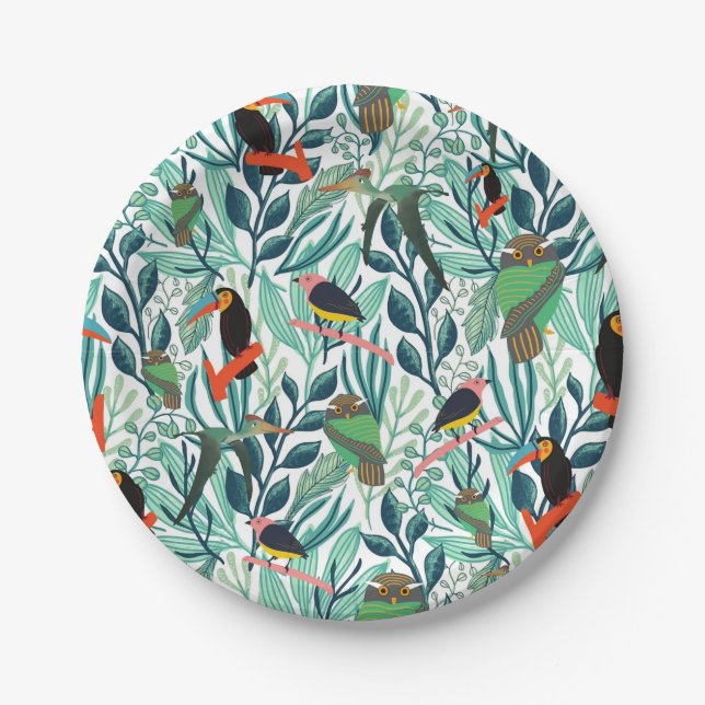 Cute Birds seamless pattern Paper Plate (Front)
