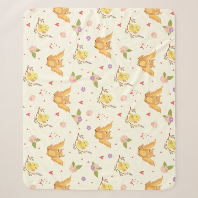 Cute Birds Sherpa Blanket (Front)