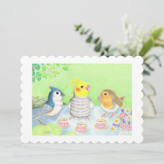 Cute Birds Tea Party Flat Card