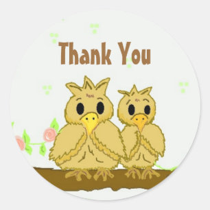 Cute Birds Thank You Classic Round Sticker
