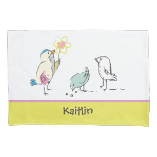 Cute Birds Whimsical Girls Personalised Pillowcase