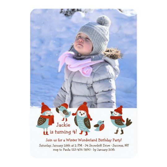 Cute Birds with Winter Clothes Photo Card