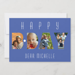 Cute Birthday 4 Photo Collage Personalised  Card