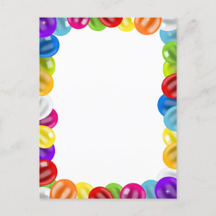 Cute Birthday Balloon Border Colourful Postcard