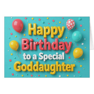 Cute Birthday Balloons Card for Goddaughter